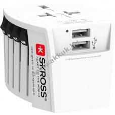 Skross World Adapter MUV 2x USB-A kompakt 2 p�lus� univerz�lis utaz�adapter