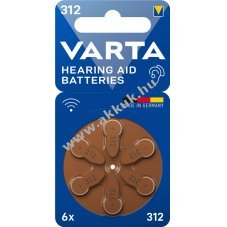 Varta PR41 (312) 1,45V 6db/csomag hall�k�sz�l�k gombelem Zinc-Air