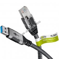 Goobay Ethernet k�bel USB-A 3.0 - RJ45 15m CAT6 h�l�zati adapter
