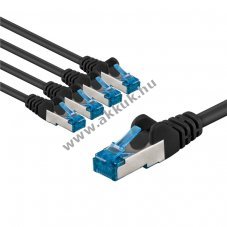 Goobay CAT 6A patchk�bel S/FTP 5m fekete 5db/csomag