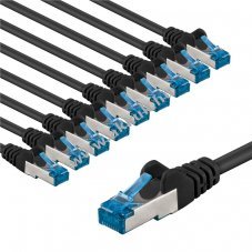 Goobay CAT 6A patchk�bel S/FTP 5m fekete 10db/csomag