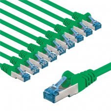 Goobay CAT 6A patchk�bel S/FTP 3m z�ld 10db/csomag