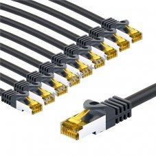 Goobay RJ45 patchk�bel CAT 6A S/FTP 1m fekete 10db/csomag LSZH