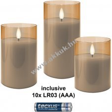 Goobay 3db LED val�di viasz gyertya �vegben AAA elemmel id�z�t�vel melegfeh�r