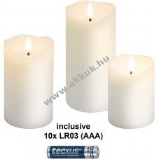 Goobay 3db feh�r LED val�di viaszos gyertya AAA elemmel id�z�t�vel