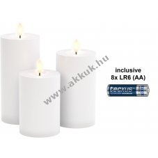 Goobay 3db LED gyertya szett k�lt�ri feh�r 8x AA elemmel t�vir�ny�t�val