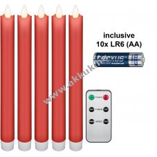 Goobay 5db piros LED val�di viasz gyertya AA elemmel t�vir�ny�t�val