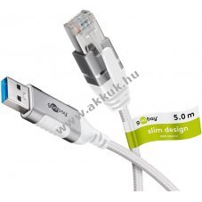 Goobay Ethernet k�bel USB-A 3.0 - RJ45 5m CAT6 Slim