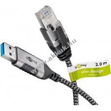 Goobay Ethernet k�bel USB-A 3.0 - RJ45 Slim 2m CAT6