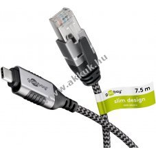 Goobay USB-C 3.1 Ethernet k�bel RJ45 7,5m Slim CAT6