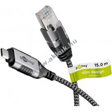 Goobay Ethernet k�bel USB-C 3.1 RJ45 15m Slim CAT6
