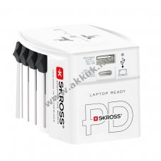 Skross MUV USB AC 65 PD 65W utaz�adapter 1x USB-C 1x USB-A nem f�ldelt 2 p�lus� k�sz�l�kekhez