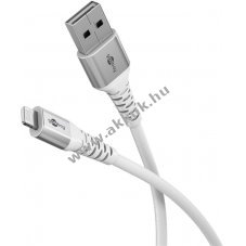 Goobay Lightning USB-A t�lt� �s adatk�bel 0,5m 12W 2,4A textilbor�t�s� f�m csatlakoz�kkal
