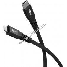 Goobay Lightning USB-C 3m 60 W 3 A MFi t�lt� �s adatk�bel textil bor�t�ssal