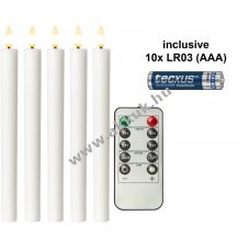 Goobay 5db feh�r LED val�di viasz gyertyaszett t�vir�ny�t�val �s 10db AAA elemmel