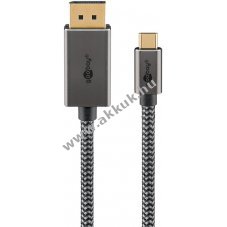 Goobay USB-C DisplayPort k�bel 2m 4K 60 Hz USB 3.1 textilmantel