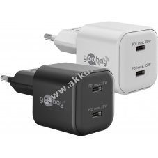 Goobay USB-C PD GaN gyorst�lt� 35W 2x USB-C csatlakoz� feh�r