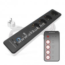GoSmart hosszabbt 2m / 4 aljzat / kapcsols / USB / fehr-fekete / PVC / 1,5 mm2