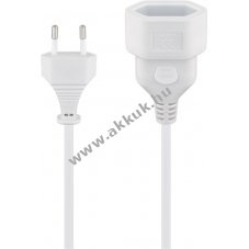 Hosszabb�t�k�bel eurodug�val �s euro aljzattal 2m feh�r 2x0.75mm tipus C CEE 7/16