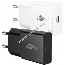 Goobay USB-C PD GaN gyors t�lt� 30W feh�r 1x USB-C csatlakoz�