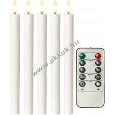 Goobay 5db feh�r LED val�s viaszos gyerty�k t�vir�ny�t�val �s id�z�t�vel