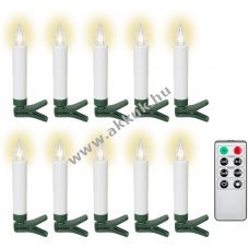 Goobay vezet�k n�lk�li LED kar�csonyfa gyerty�k 10db csipeszes t�vir�ny�t�s id�z�t�vel melegfeh�r