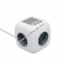 Home kocka eloszt�, fogyaszt�sm�r�vel, max. 3680 W, 3 aljzat gyermekv�delemmel, 1.5m