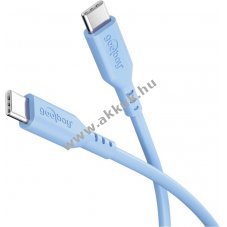 Goobay USB-C szilikonk�bel 1,5m 60 W 3 A k�k