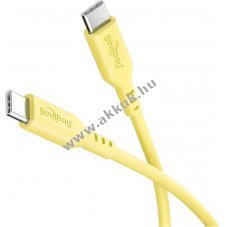 Goobay USB-C 1,5m s�rga szilikonk�bel 60 W 3 A t�lt�k�bel