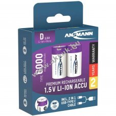 Ansmann Li-ion akku Mono,D 1.5V, 5400mAh 2db/csomag