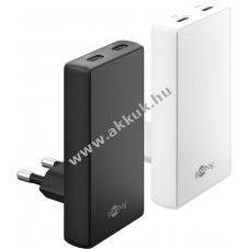 Goobay USB-C PD GaN 65W dupla gyors t�lt� 90� lapos feh�r 2x USB-C csatlakoz�