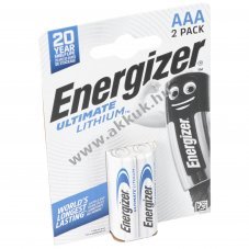 Energizer L92 l�tium elem AAA, FR03, 1,5 volt 1260 mAh, 2 db-os bliszter