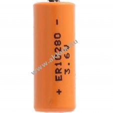 ER10280 LiSOCl2 akku 3,7 V, 1,68 Wh, 450 mAh, m�retek kb. 28 x 10 mm
