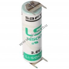 Saft LS14500 AA l�tium elem 3,6V 2600mAh print csatlakoz�val