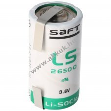 SAFT lithium elem t�pus LS26500, 3.6V, U forrf�les, Li-SOCl2