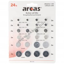 Arcas gombelem v�log. 24db/csomag CR1620/CR2016/CR2025/CR2032 AG1/3/4/5/8/10/12/13 alk�li l�tium