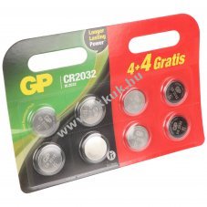 GP CR2032 3V 8db/csomag gombelem l�tium