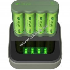 GP ReCyko B421 USB 4-csatorn�s t�lt� + 4x AA 1.2V 2100mAh akku 4db/csomag NiMH