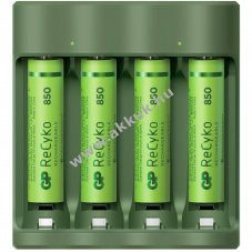 GP E411 Basic-Line USB t�lt� 4db/csomag ReCyko AAA 850mAh