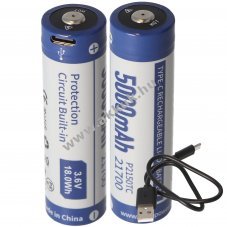 2db 21700 Li-ion akkumul�tor 5000mAh 3,7V PCB v�delemmel USB-C t�lt�si lehet�s�ggel