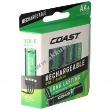 2400mAh AA 1,5V l�tium-ion akkumul�tor 4in1 USB-C t�lt�k�bellel