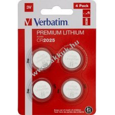 Verbatim l�tium gombelem CR2025 3V 4db/csomag