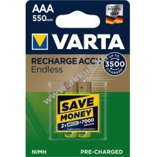 Varta Recharge Accu Endless AAA (Micro) akku 1,2V 550mAh 2db/csomag NiMH