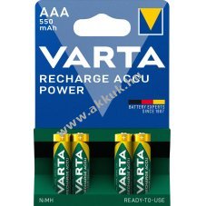 Varta Accu Power AAA (Micro) akku 1.2V 550mAh 4db/csomag NiMH