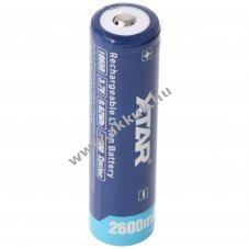 XTAR 18650 3,6V 2600mAh l�tium-ion akkumul�tor v�dett fejjel