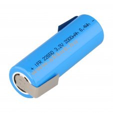 Helyettes�t� akku IFR22650 napelemes 3,2V-3,3V 2000mAh forrf�l Z-forma 22,1mmx65mm LiFePO4