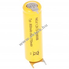 Helyettes�t� akku Flat Top AA Mignon ceruza 1,2V 780mAh 3 forrf�l NiCd