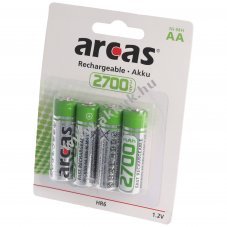 Arcas Mignon ceruza AA LR6 HR6 akku 1,2V 2700mAh 4db/csomag NiMH