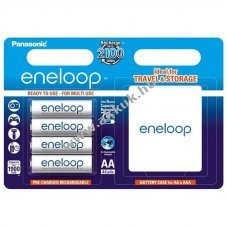 Panasonic eneloop AA Mignon ceruza akku 1,2V 2000mAh 4db/csomag BK-3MCCEC4BE t�rol�doboz NiMH