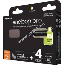 Panasonic eneloop Pro AAA (mikro) akku 1.2V 930mAh 4db/csomag NiMH
